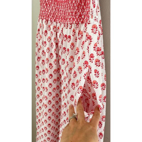 Pink City Prints Rose Meadow Red Block Jessica Maxi Dress Smocked Tuckernuck M - Picture 13 of 15